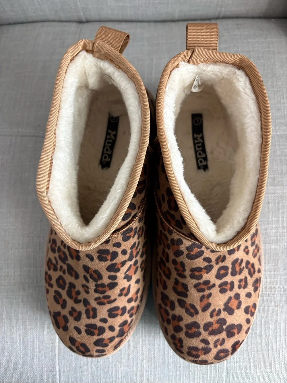 Mudd Leopard Print Ankle Booties in Brown and Black
